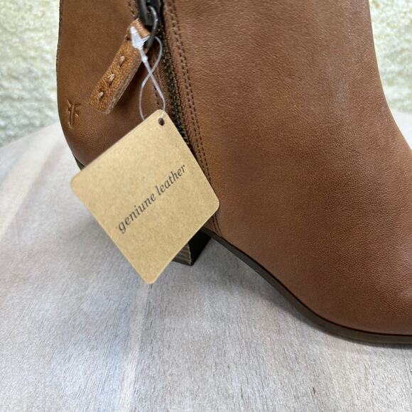 Frye Judith Double Zip Heel Block Ankle Booties US 9 M Womens Brown Leather New - Picture 12 of 16
